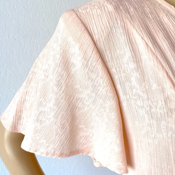 Vintage Crinkle Dress Textured Dress Shoulder Pads Summer Modest Church Feminine - Picture 5 of 10